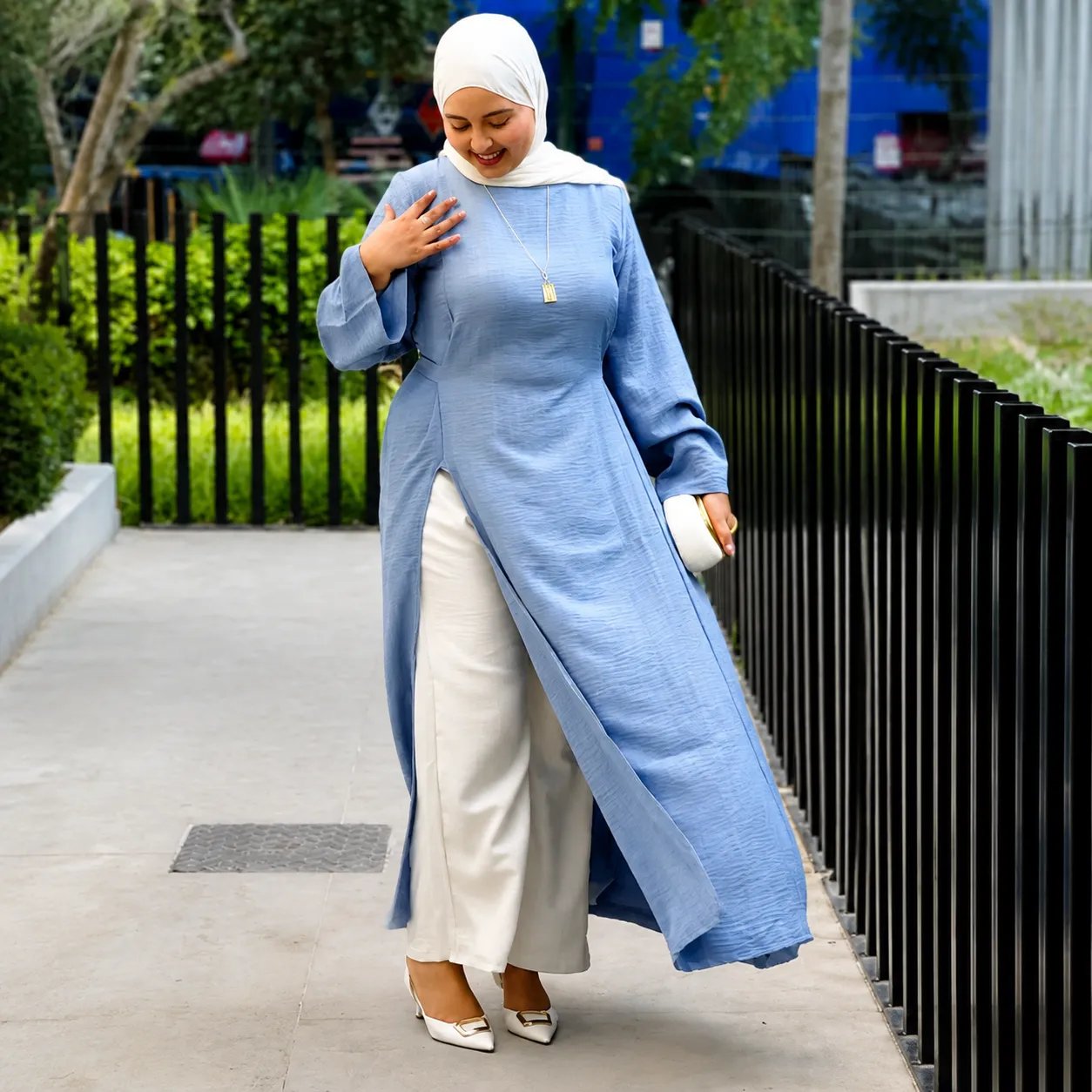 Ensemble Lin Oversize – Robe Fendue & Pantalon 4